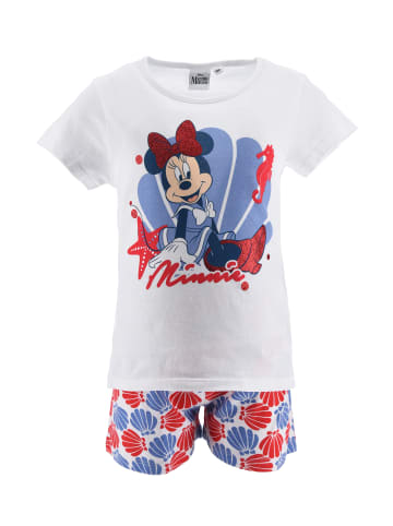 Disney Minnie Mouse 2tlg. Outfit: Schlafanzug Sommer Shirt und Hose in Weiß