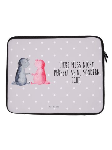 Mr. & Mrs. Panda Notebook Tasche Axolotl Liebe mit Spruch in Grau Pastell