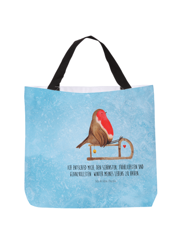 Mr. & Mrs. Panda Reisetasche Rotkehlchen Schlitten mit Spruch in Eisblau