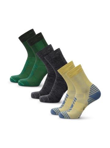 DANISH ENDURANCE Socken Light Hiking Crew in yellow/grey/green
