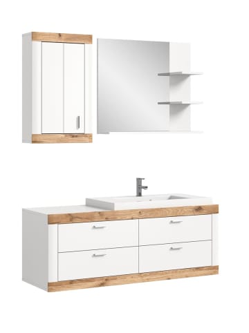 ebuy24 Badmöbelset Laredo 3-teilig Weiß 132 x 48 cm