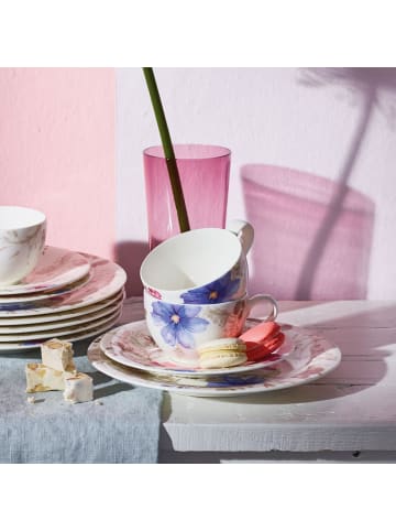 Villeroy & Boch 6er Set Kaffeetassen mit Untertassen Mariefleur Gris Basic 150 ml in bunt