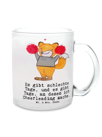 Mr. & Mrs. Panda Becher Fuchs Cheerleader mit Spruch in Transparent