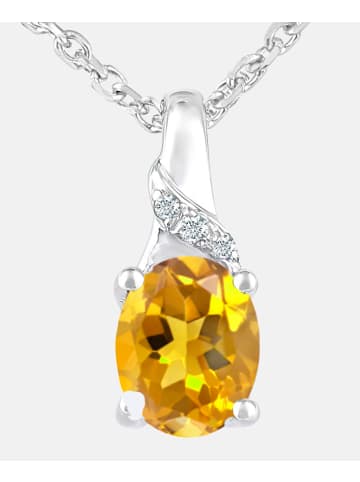 Diamant L'éternel Halskette mit Anhänger aus 375 Weißgold mit Diamant mit Citrin