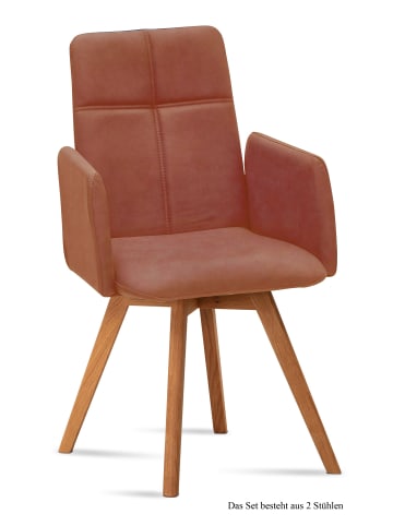 58 aufm Kessel ARMLEHNSTUHL (2er-Set) Dinah 52x92x60 Eiche geölt/Cognac