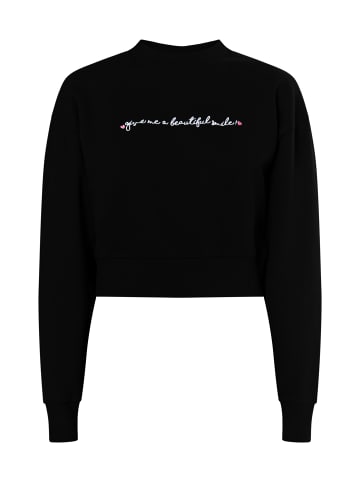 myMo Damen Sweatshirt Cropped in Schwarz