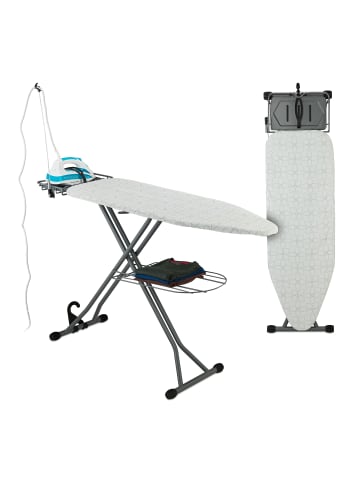 relaxdays Bügelbrett in Weiß/ Silber - 115 x 39 cm