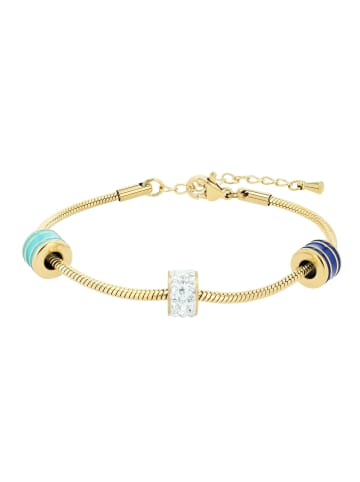 Adeliás Damen Armband aus Edelstahl mit Strass Steinchen 16,5 cm in gold