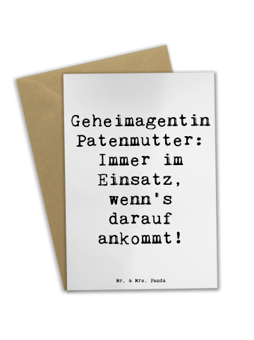 Mr. & Mrs. Panda Grußkarte Geheimagentin Patenmutter mit Spruch in Weiß