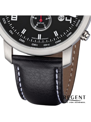 Regent Armbanduhr Regent Lederarmband schwarz groß (ca. 44mm)