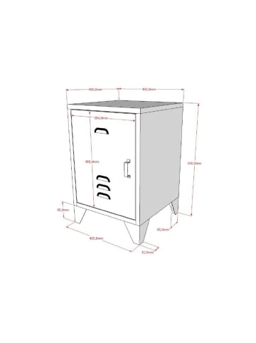 58 aufm Kessel NACHTKOMMODE Kay 40x40x60 Industrial Design aus Metall Grün