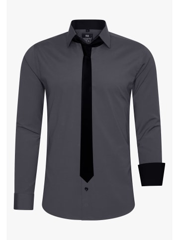 Rusty Neal Hemd mit Krawatte in Anthrazit