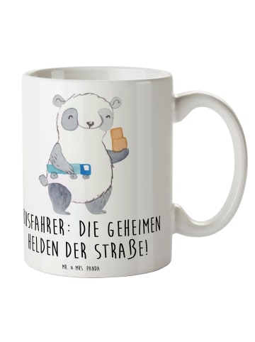 Mr. & Mrs. Panda Kaffeebecher Busfahrer Helden mit Spruch in Weiß