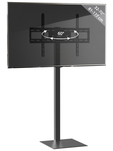 VCM  TV Standfuß Alu Rack Fernseh Glas Zanto in Schwarz