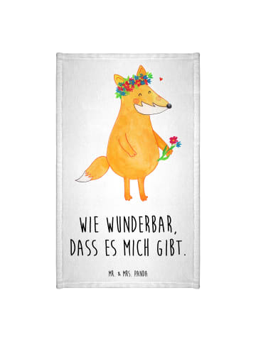 Mr. & Mrs. Panda Gästehandtuch Fuchs Blumen mit Spruch in Weiß