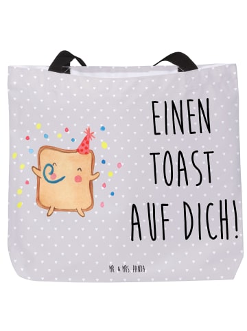 Mr. & Mrs. Panda Strandtasche Toast Party mit Spruch in Grau Pastell