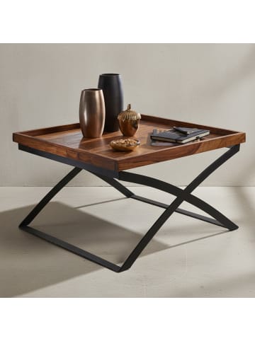 KADIMA DESIGN Couchtisch | Sheesham/Metall, 63x39x63cm, Industrial