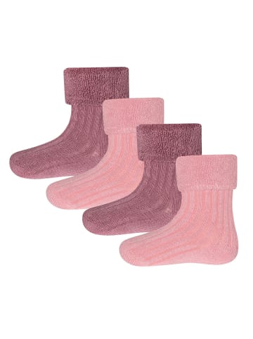 ewers 4er-Set Socken Struktur in wildrose - dusty rose