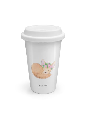 Mr. & Mrs. Panda Kaffeebecher To Go Wüstenfuchs Blumen ohne Spruch in Weiß