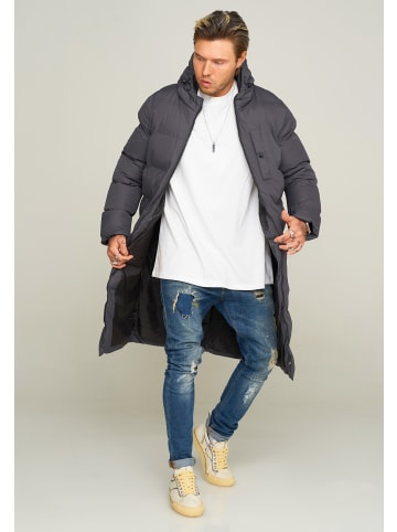 behype Wintermantel LONGLINE PUFFER PARKA in dunkelgrau