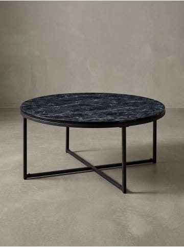 KADIMA DESIGN Couchtisch 80x36x80 cm mit Marmor Optik , Wohnzimmertisch mit in Schwarz