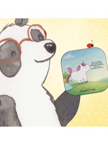 Mr. & Mrs. Panda Untersetzer Glas Einhorn Pupsen Design mit Spruch in Weiß