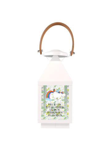 Mr. & Mrs. Panda Laterne Deko Einhorn Fliegendes Pferd mit Spruch in Transparent