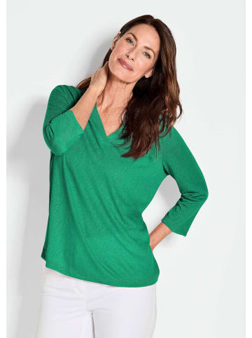 GOLDNER Kurzgröße:  Shirt Modisches 3/4-Arm-Oberteil in grün