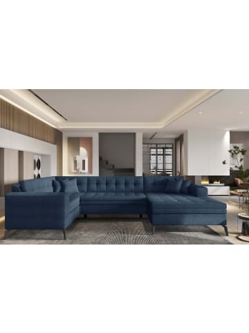 MF Design Monton Recamiere Rechts in Marineblau -  (L) 180 x (B) 340 x (H) 93 cm
