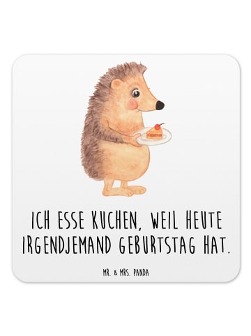 Mr. & Mrs. Panda Glasuntersetzer Igel Kuchenstück mit Spruch in Weiß
