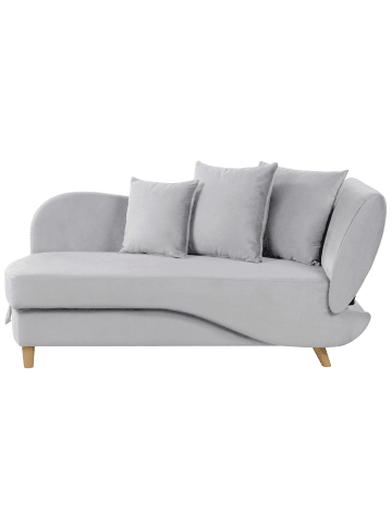 Beliani Chaiselongue MERI in Grau/Heller Holzfarbton - (W) 155 x (H) 76 x (L) 69 cm