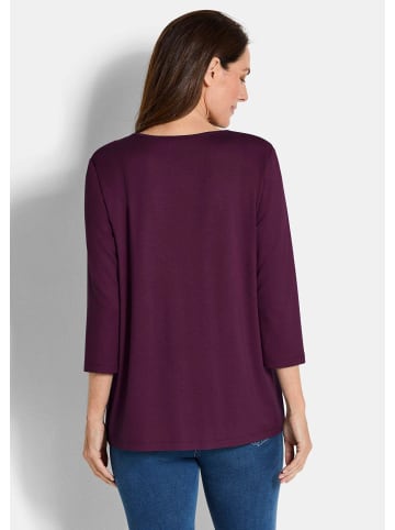 GOLDNER Kurzgröße:  Viskose-Oberteil mit Halbarm in bordeaux