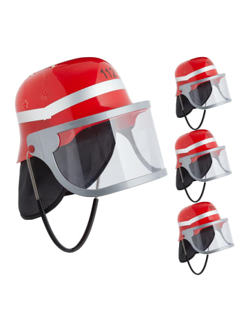 relaxdays 4 x Feuerwehrhelm in Rot