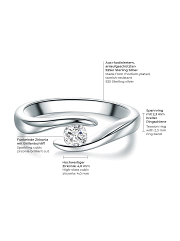 Trilani Ring aus Sterling Silber mit Zirkonia in silber
