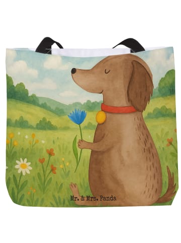 Mr. & Mrs. Panda Henkeltasche Hund Blume Design ohne Spruch in Weiß
