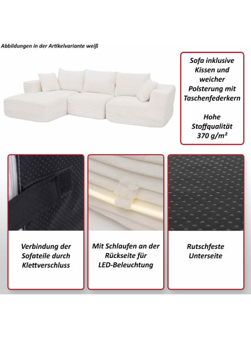 MCW Sofa-Garnitur P20 Liegefläche links, Weiß