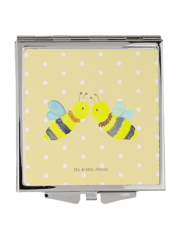 Mr. & Mrs. Panda Handtaschenspiegel quadratisch Biene Liebe ohne... in Gelb Pastell