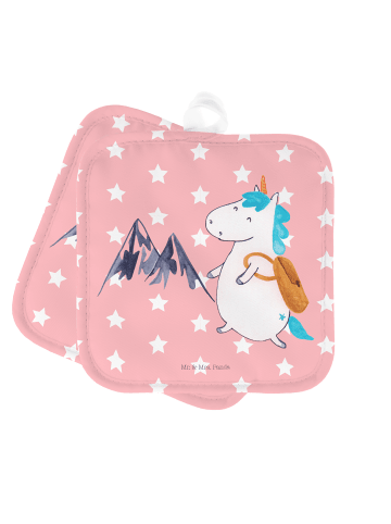 Mr. & Mrs. Panda Topfuntersetzer Einhorn Bergsteiger ohne Spruch in Rot Pastell