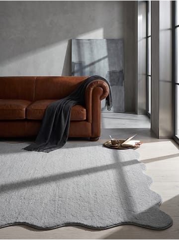 KADIMA DESIGN Hochflorteppich Uni Antirutsch weich wohnlich Wohnzimmer gemütlich in Grau