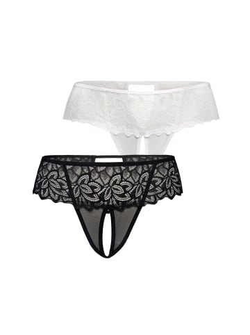 Teyli 2er Pack: Ouvert Tanga aus Mesh mit floraler Spitze Rossu in mehrfarbig