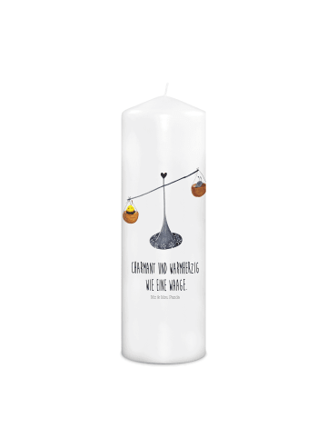 Mr. & Mrs. Panda Kerze Sternzeichen Waage mit Spruch in Weiß