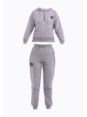 Tom Barron Trainingsanzug Tracksuit With Half Zip Cangoroo Pocket Badge On Chest in grau