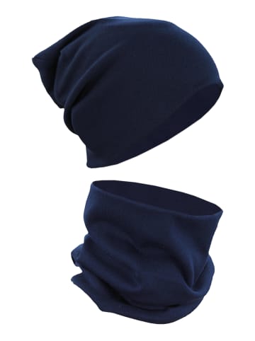 Alkato Alkato Unisex Beanie Mütze und Schal Set Uni in dunkelblau