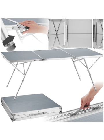 tectake Aluminium Campingtisch Jumbo 180 x 70 x 70,5 cm, silber
