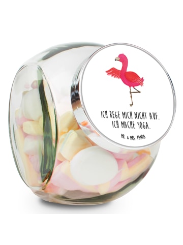 Mr. & Mrs. Panda Vorratsbehälter Flamingo Yoga mit Spruch in Weiß