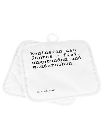 Mr. & Mrs. Panda Topflappen Rentnerin des Jahres -... mit Spruch in Weiß