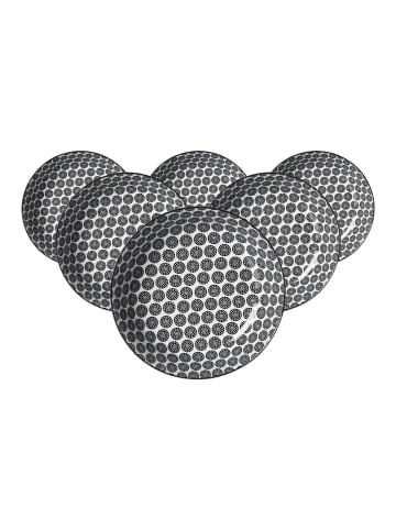 Ritzenhoff & Breker 6er Set Suppenteller Takeo Circles in Schwarz-Weiß ø 20,5 cm in schwarz-weiß