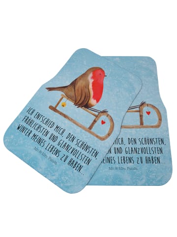 Mr. & Mrs. Panda Fußmatte Fürs Auto Rotkehlchen Schlitten mit Sp... in Eisblau