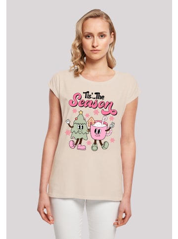 F4NT4STIC Extended Shoulder T-Shirt Tis The Season Tree Cocoa in Whitesand