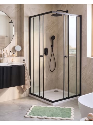 Beliani Duschkabine HUAPI in Schwarz - (W) 90 x (H) 190 x (L) 90 cm